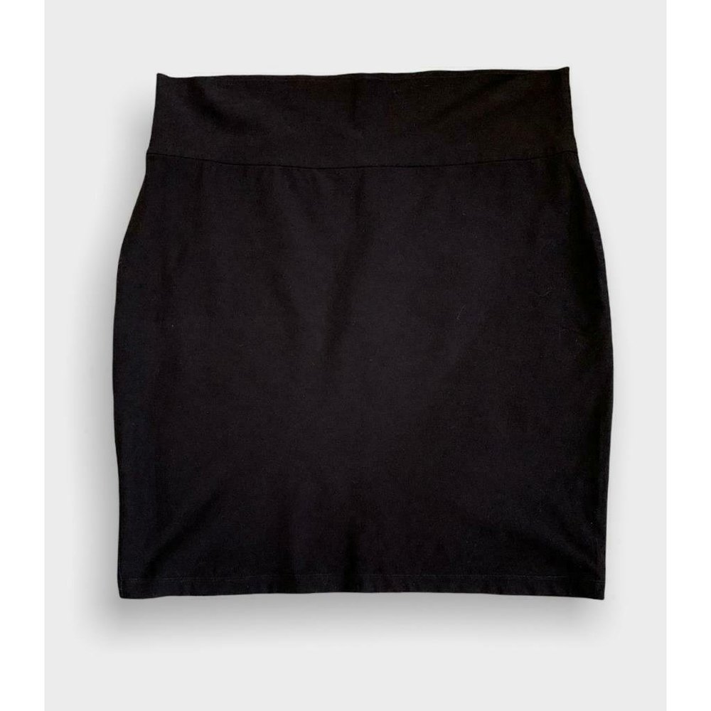 Eileen Fisher XL Straight Skirt Black Viscose Blend Stretch
